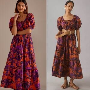 Anthropologie The Somerset Maxi Dress: Puff-Sleeve Edition Size Large Floral